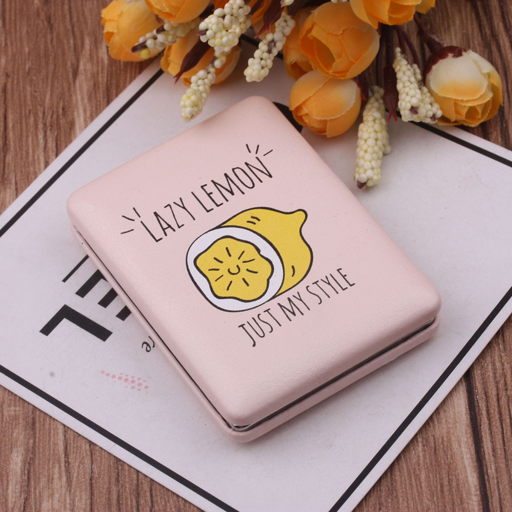 10 Yuan Store Supply Fashion Leather Surface Mirror Makeup on the Go Dressing Mirror Mini-Portable Folding Mirror Double Mirror