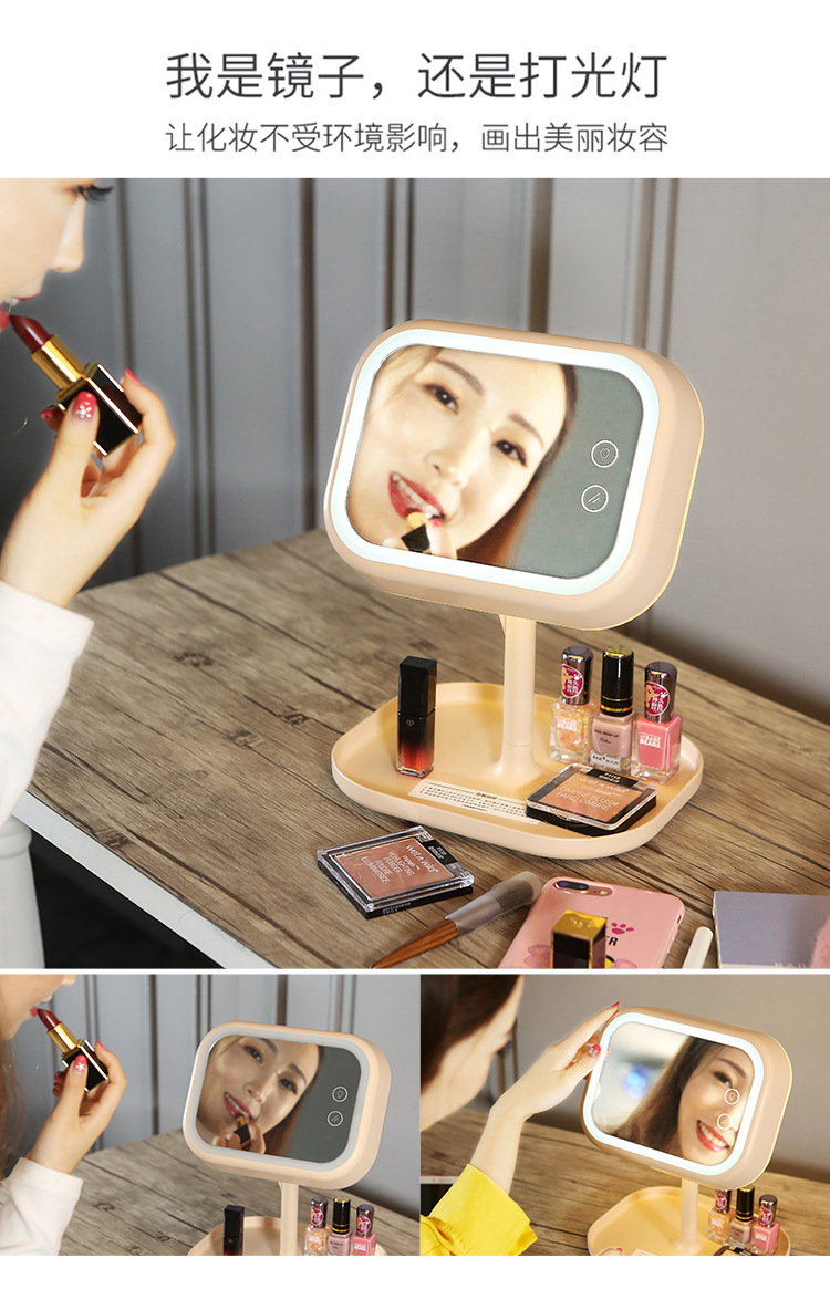 Innovative led dressing mirror bedroom night atmosphere desktop USB smart mirror small night light Innovative led dressing mirror bedroom night atmosphere desktop USB smart mirror small night light