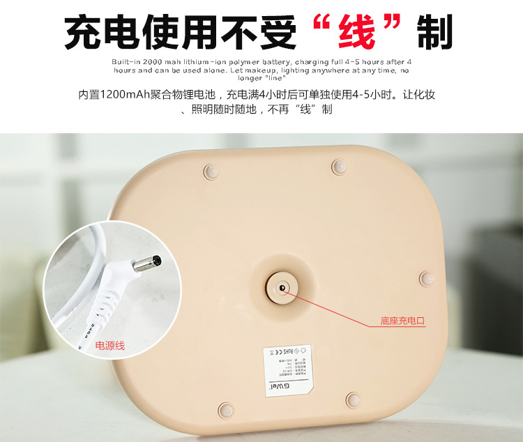 Innovative led dressing mirror bedroom night atmosphere desktop USB smart mirror small night light Innovative led dressing mirror bedroom night atmosphere desktop USB smart mirror small night light