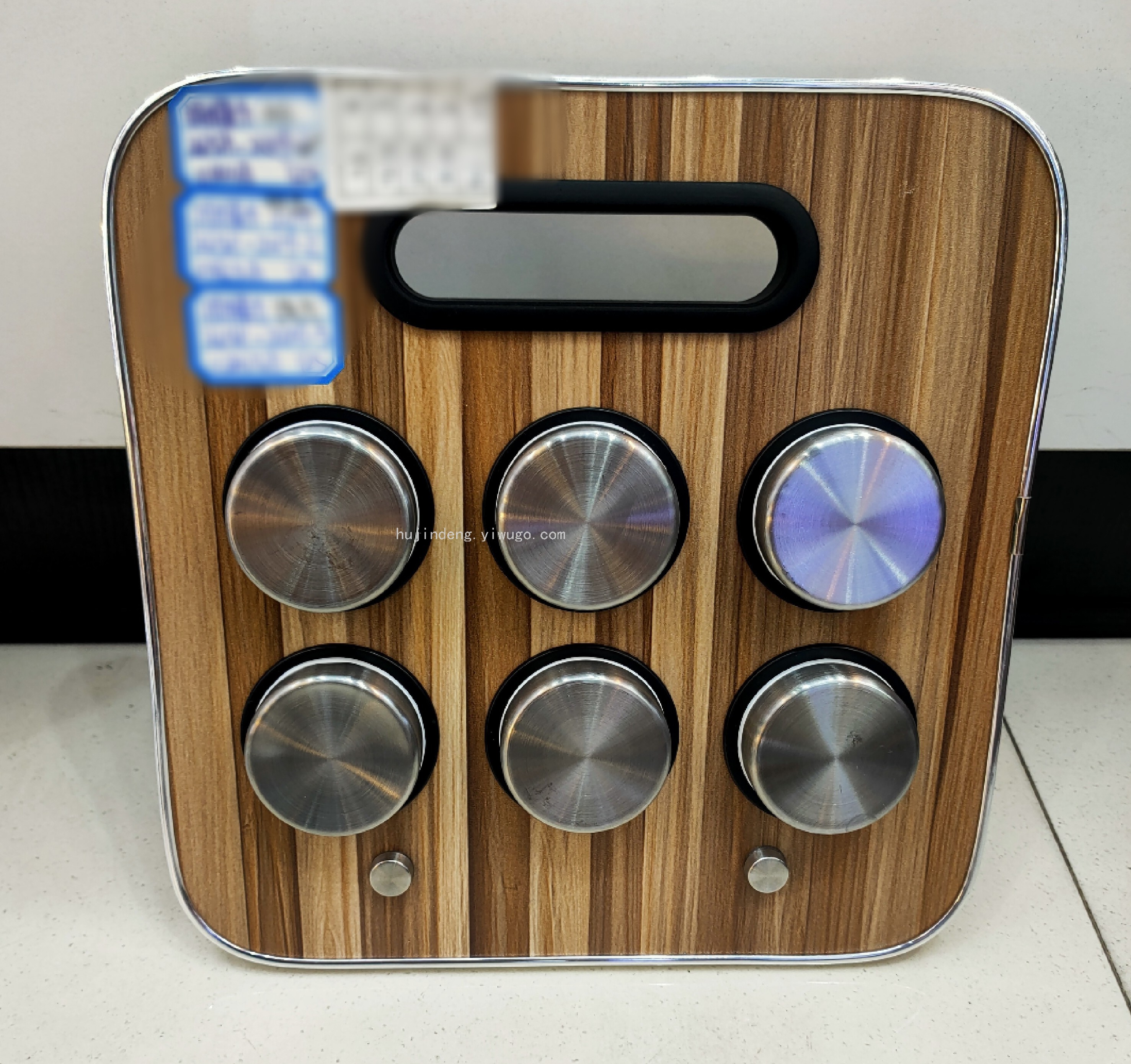 Wood Grain Portable Stand 6PCs Seasoning Bottle Seasoning Rack Barbecue Spice Jar Condiment Bottle Kitchen Supplies Set