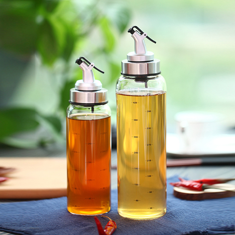 Large Leak-Proof Oil Pot Oil Bottle Oil Vinegar Pot Glass Borosilicate Heat-Resistant High Temperature Resistant Seasoning Bottle Kitchen Supplies