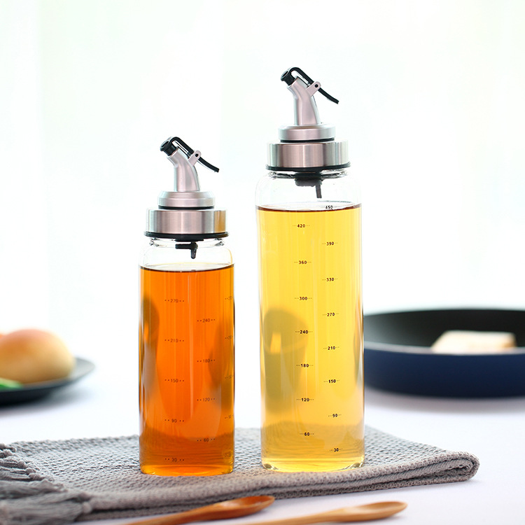 Large Leak-Proof Oil Pot Oil Bottle Oil Vinegar Pot Glass Borosilicate Heat-Resistant High Temperature Resistant Seasoning Bottle Kitchen Supplies