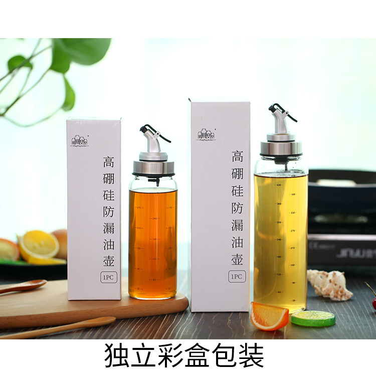 Large Leak-Proof Oil Pot Oil Bottle Oil Vinegar Pot Glass Borosilicate Heat-Resistant High Temperature Resistant Seasoning Bottle Kitchen Supplies