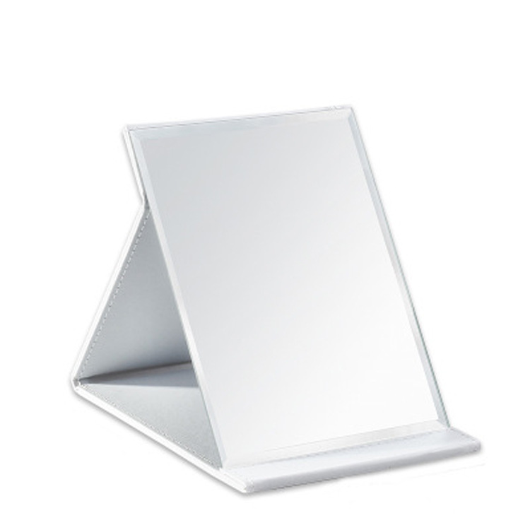 Foldable Leather Mirror Large Cosmetic Mirror Portable Portable Dressing Mirror Desktop Thickened Princess High Clearness Mirror