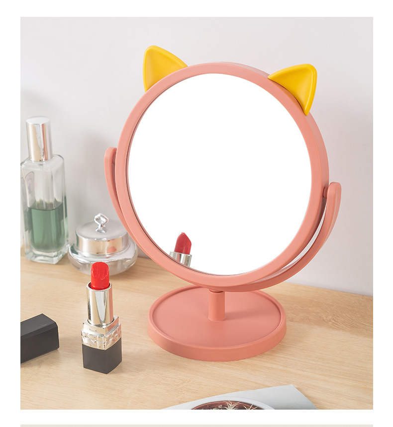 Desktop Makeup Mirror Desktop Cartoon Mirror Female Portable Dormitory Students Cat Ear Dressing Mirror Simple Makeup Princess Mirror Desktop Makeup Mirror Desktop Cartoon Mirror Female Portable Dormitory Students Cat Ear Dressing Mirror Simple Makeup Princess Mirror
