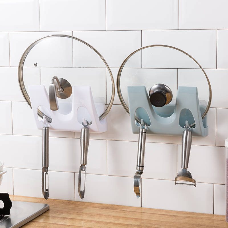 Punch-Free Kitchen Lid Rack Wall-Mounted Multifunctional Cutting Board Storage Rack Home Chopping Board Storage Rack with Hook