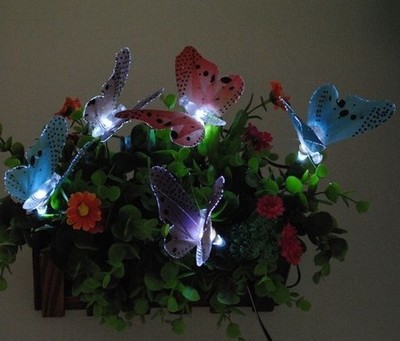 10 LED simulation fiber optic butterfly solar decorative lamp string lawn lamp animal modeling Christmas lights