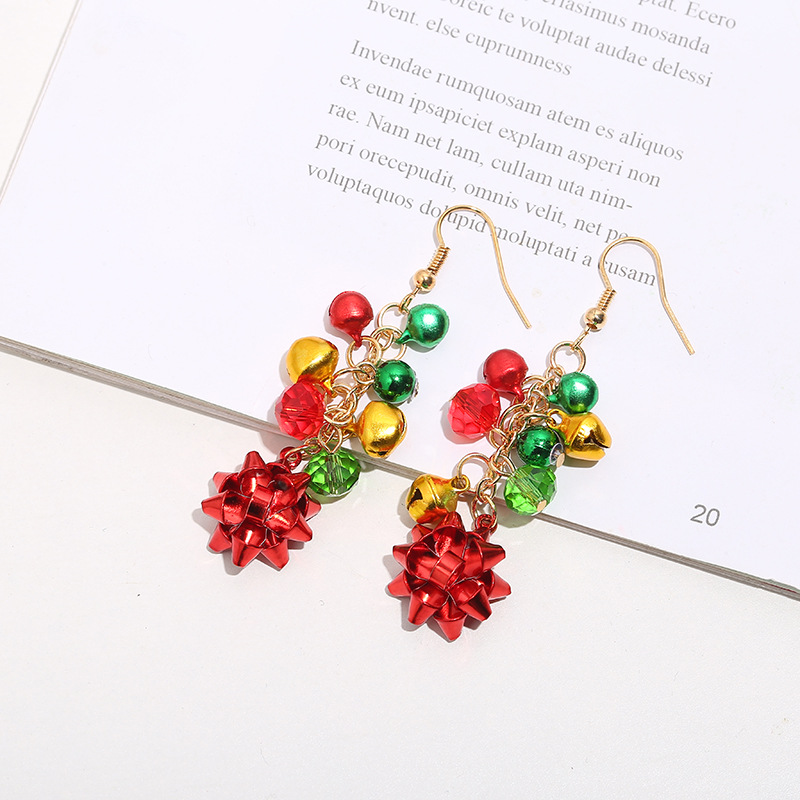 Europe and America Cross Border New Christmas Necklace Set Flower Color Bell Necklace Bracelet Earrings Christmas Ornaments