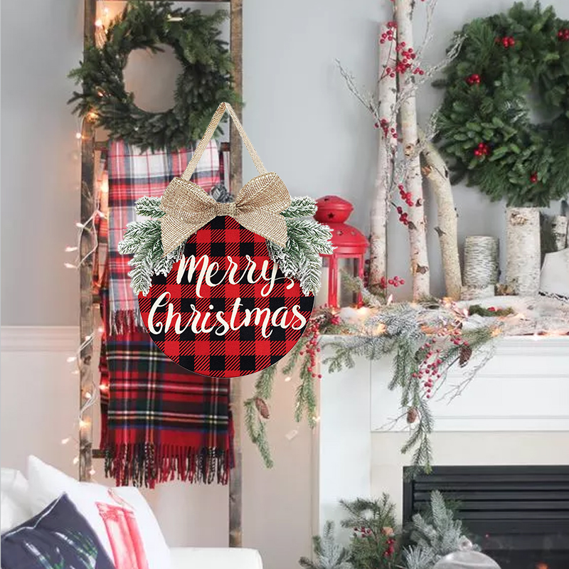 Christmas Party Decoration Fashion Flowers and Plants Merry Christmas Linen Bowknot Door Hanging