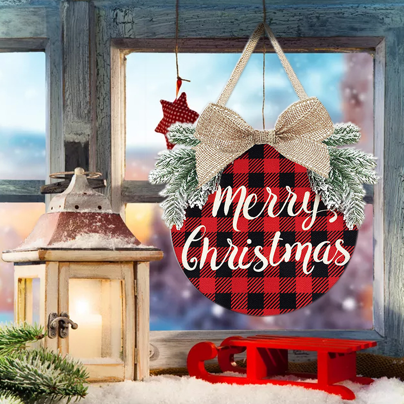 Christmas Party Decoration Fashion Flowers and Plants Merry Christmas Linen Bowknot Door Hanging