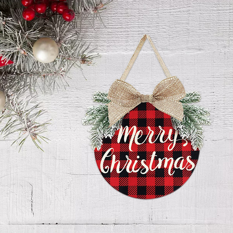 Christmas Party Decoration Fashion Flowers and Plants Merry Christmas Linen Bowknot Door Hanging