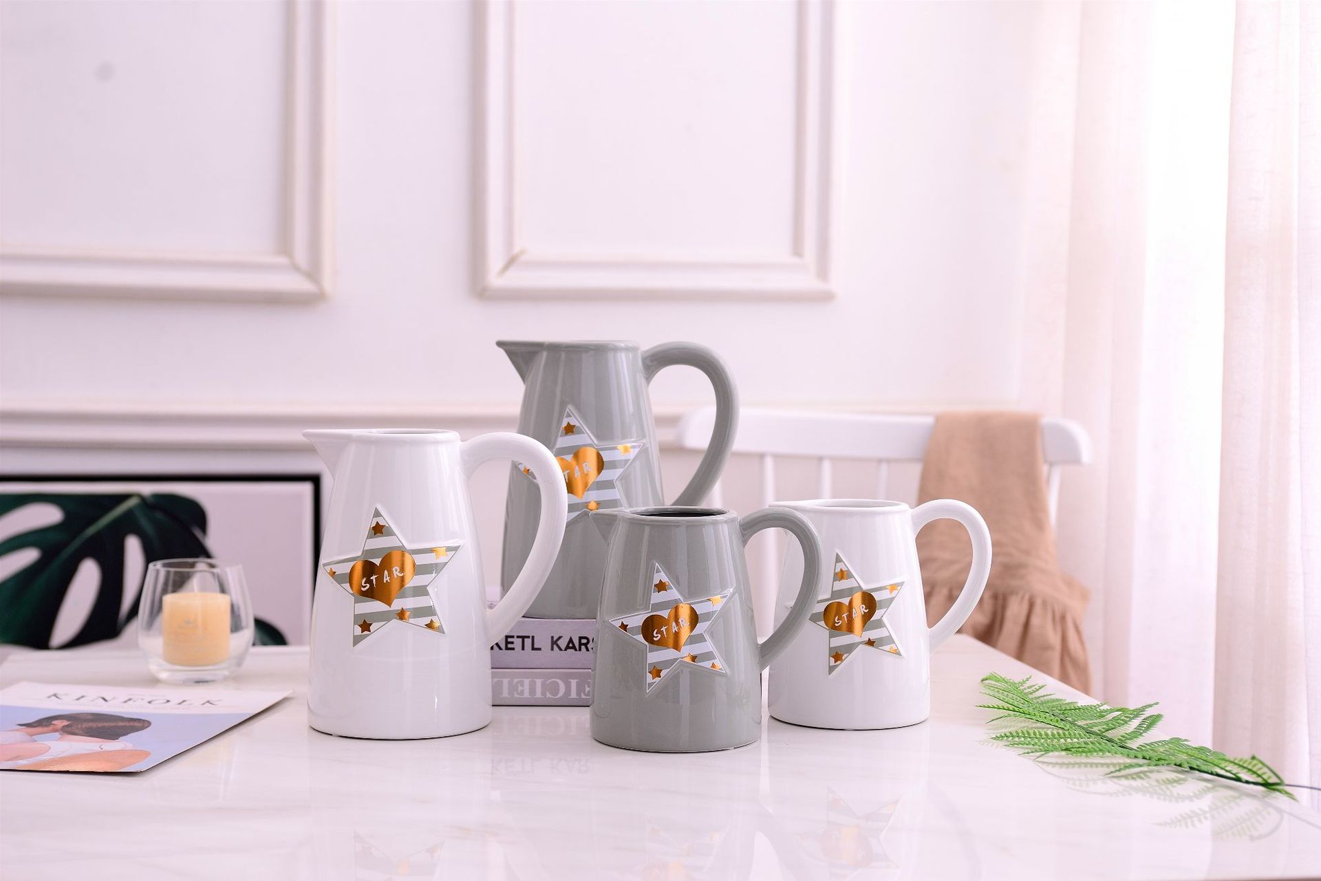 Christmas star simple Modern INS Wind Nordic White Gray Vase Pot flower Household decoration decorations Christmas star simple Modern INS Wind Nordic White Gray Vase Pot flower Household decoration decorations