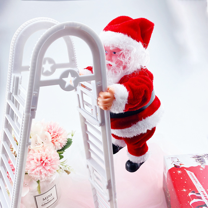 Santa Claus with Optical Fiber Red and White Single Ladder Double Ladder Climbing Beads Elk Pull Car Santa Claus Santa Claus with Optical Fiber Red and White Single Ladder Double Ladder Climbing Beads Elk Pull Car Santa Claus