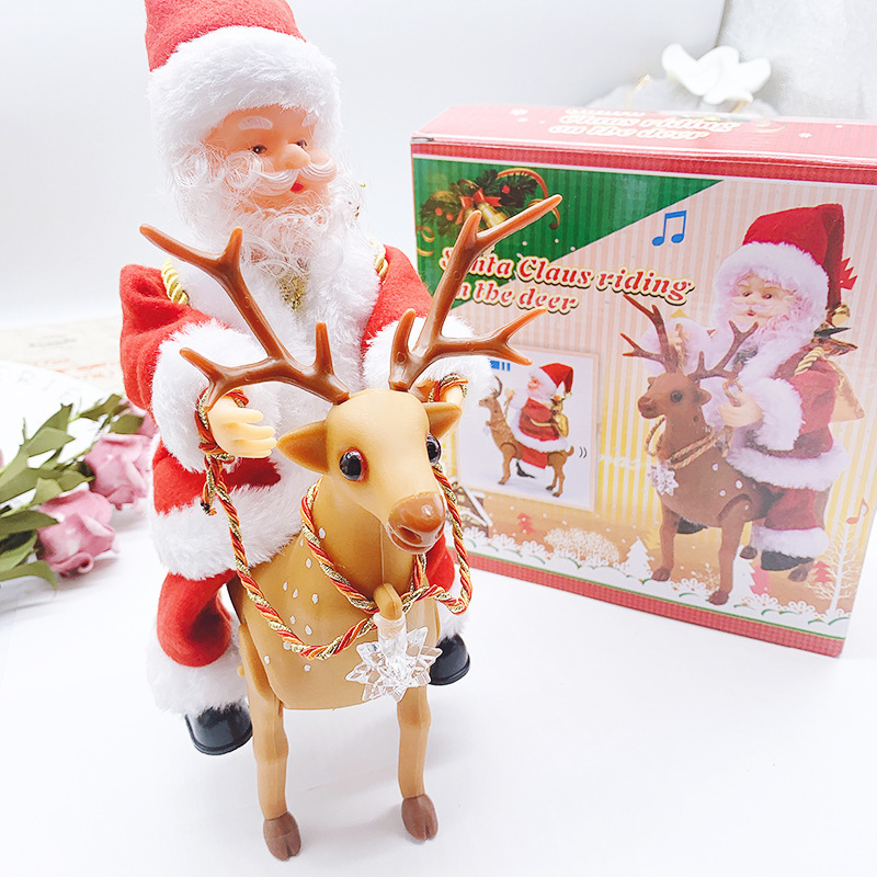 Santa Claus with Optical Fiber Red and White Single Ladder Double Ladder Climbing Beads Elk Pull Car Santa Claus Santa Claus with Optical Fiber Red and White Single Ladder Double Ladder Climbing Beads Elk Pull Car Santa Claus