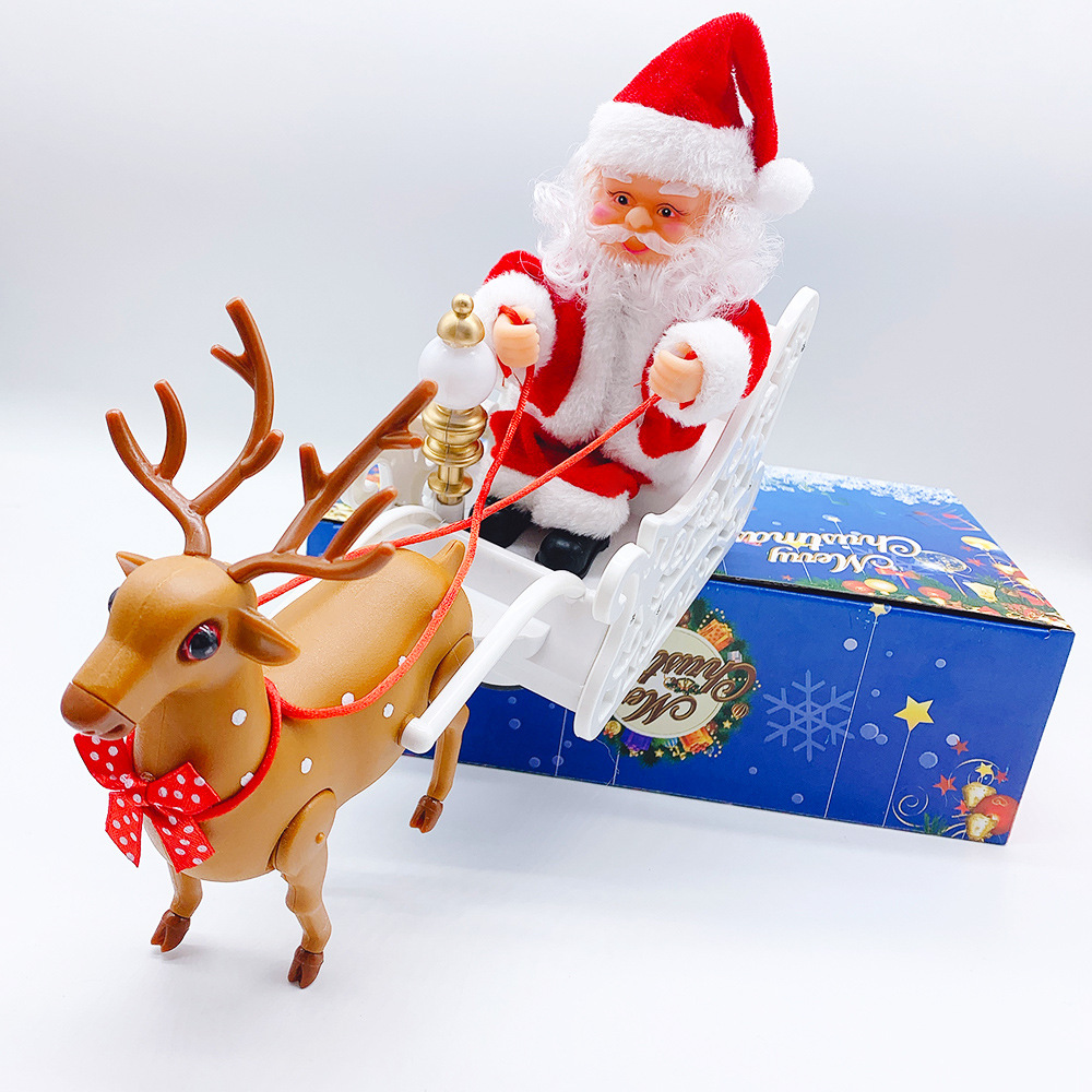 Santa Claus with Optical Fiber Red and White Single Ladder Double Ladder Climbing Beads Elk Pull Car Santa Claus Santa Claus with Optical Fiber Red and White Single Ladder Double Ladder Climbing Beads Elk Pull Car Santa Claus