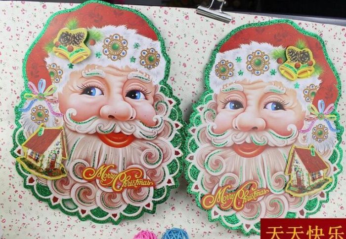 Small Santa Claus Head Christmas Tree Sticker Double sided Sticker Door Window Glass Stereo Small Santa Claus Head Christmas Tree Sticker Double sided Sticker Door Window Glass Stereo