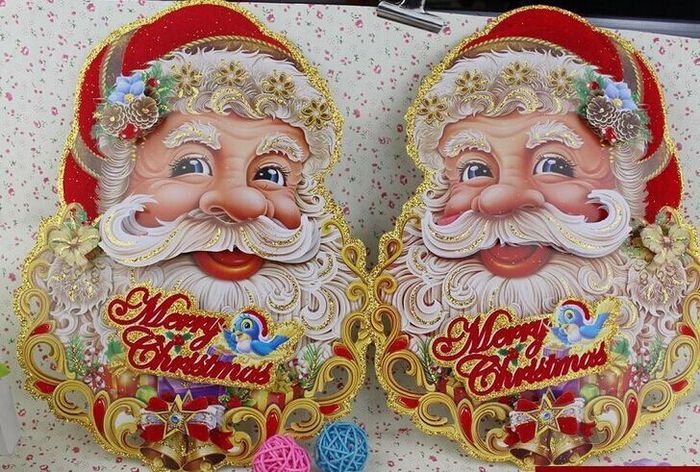 Small Santa Claus Head Christmas Tree Sticker Double sided Sticker Door Window Glass Stereo Small Santa Claus Head Christmas Tree Sticker Double sided Sticker Door Window Glass Stereo