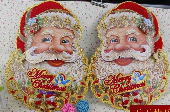 Small Santa Claus Head Christmas Tree Sticker Double sided Sticker Door Window Glass Stereo Small Santa Claus Head Christmas Tree Sticker Double sided Sticker Door Window Glass Stereo