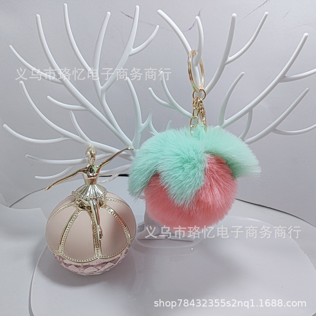 New Imitate Rex Rabbit Fur Persimmon Keychain Women's Bag Keychain Christmas Gift Festival Gift Car Pendant New Imitate Rex Rabbit Fur Persimmon Keychain Women's Bag Keychain Christmas Gift Festival Gift Car Pendant