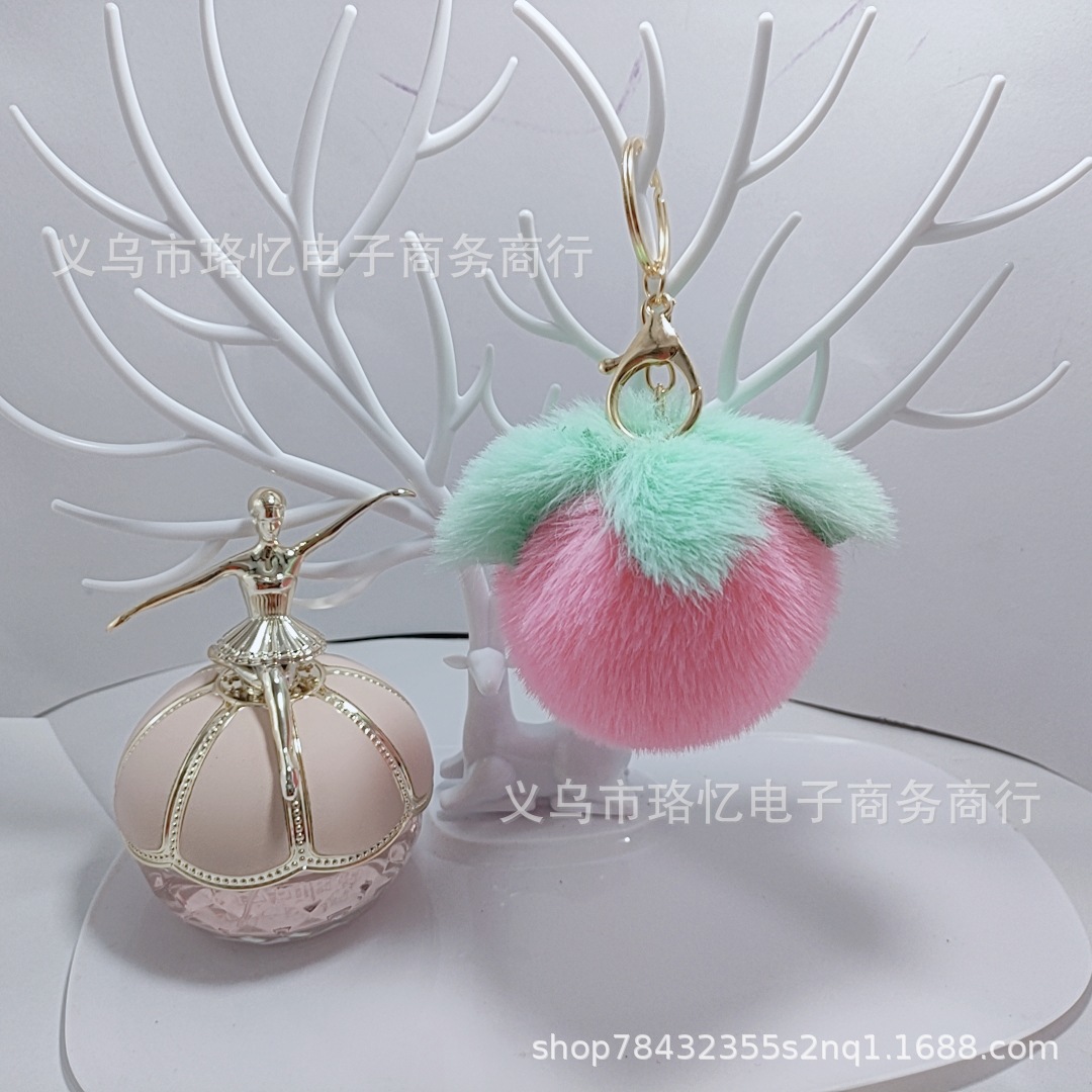 New Imitate Rex Rabbit Fur Persimmon Keychain Women's Bag Keychain Christmas Gift Festival Gift Car Pendant New Imitate Rex Rabbit Fur Persimmon Keychain Women's Bag Keychain Christmas Gift Festival Gift Car Pendant