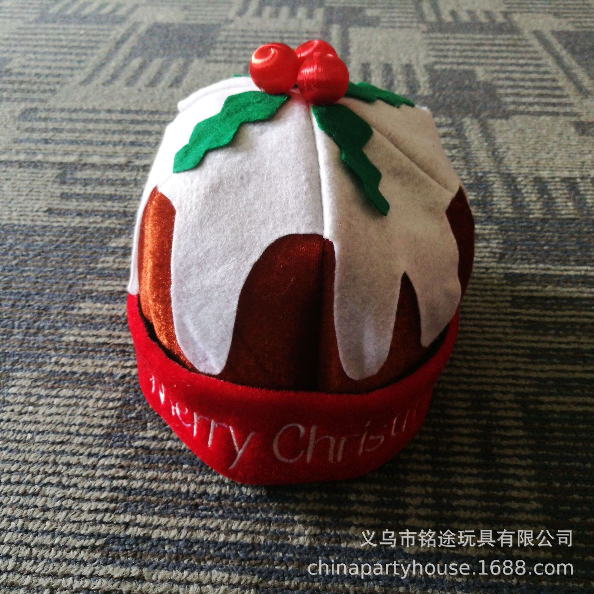 New Christmas Pudding Hat Plush Cloth Christmas Hat Flannelette Hat Factory Wholesale