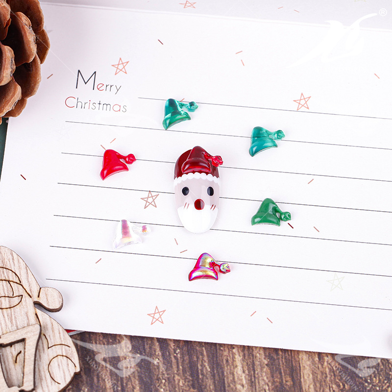 Creative Resin Christmas Hat Modeling Simple Flat Resin DIY Manicure Jewelry Nail Ornament Christmas Series
