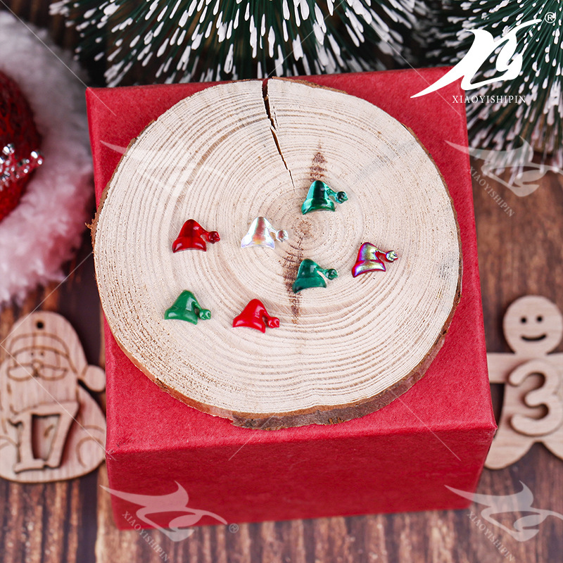 Creative Resin Christmas Hat Modeling Simple Flat Resin DIY Manicure Jewelry Nail Ornament Christmas Series