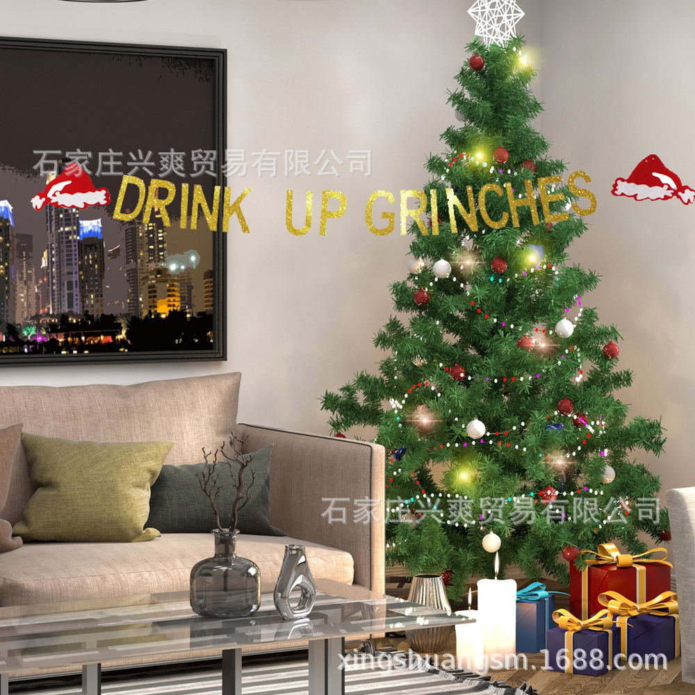 Christmas Hanging Flag Products Accessories Pendant Christmas Hat Gold Leaf Hanging Flag DRINK UP GRINCHES Christmas Hanging Flag Products Accessories Pendant Christmas Hat Gold Leaf Hanging Flag DRINK UP GRINCHES