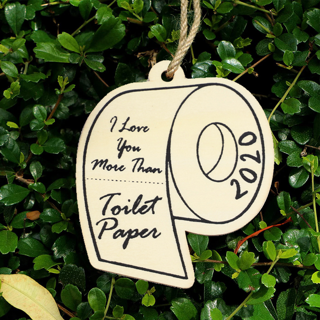 2020 European and American Wood Products Pendant Wooden Home Commemorative Toilet Paper Christmas Tree Accessory and Pendant Crafts