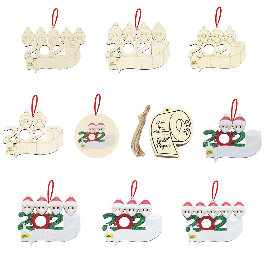 2020 European and American Wood Products Pendant Wooden Home Commemorative Toilet Paper Christmas Tree Accessory and Pendant Crafts