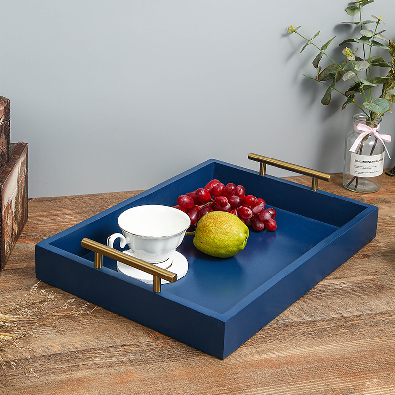 Amazon Hot Sale Wood Pallet Solid Color MDF Material Metal Armrest Storage Tray Decoration Wooden Crafts