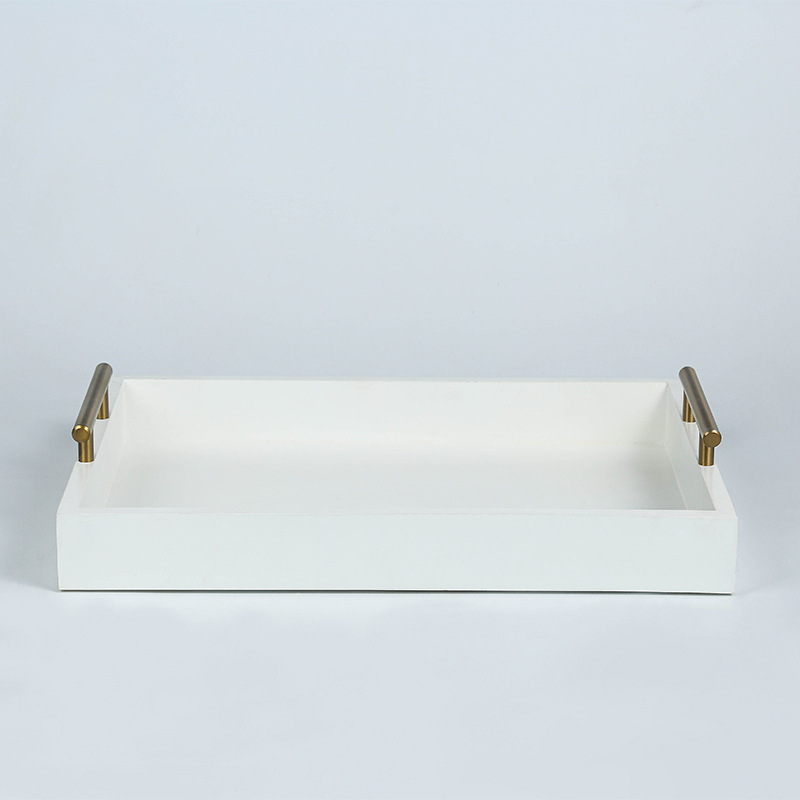 Amazon Hot Sale Wood Pallet Solid Color MDF Material Metal Armrest Storage Tray Decoration Wooden Crafts