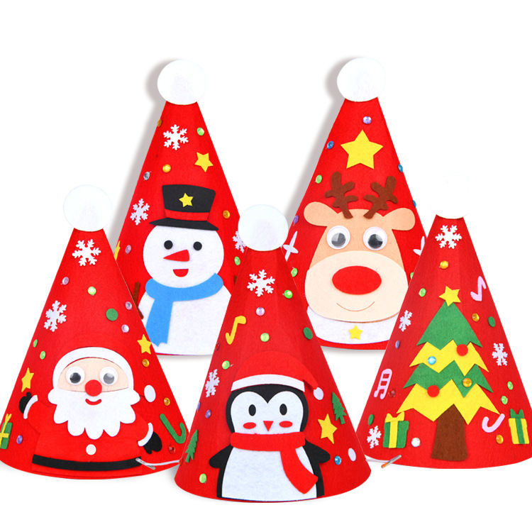 Christmas Hat DIY Handmade Material Kit Christmas Non-Woven Three-Dimensional Hat Children Educational Creative Toys Christmas Hat DIY Handmade Material Kit Christmas Non-Woven Three-Dimensional Hat Children Educational Creative Toys
