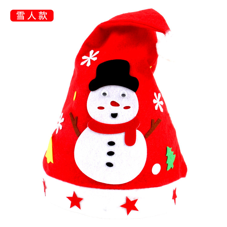 Christmas Children's Handmade DIY Christmas Hat Material Package Kindergarten Handmade Paste Non-Woven Cartoon Cap Wholesale