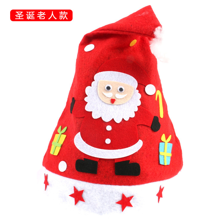 Christmas Children's Handmade DIY Christmas Hat Material Package Kindergarten Handmade Paste Non-Woven Cartoon Cap Wholesale
