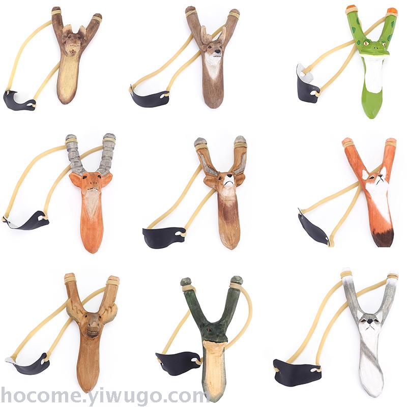 Outdoor catapult real wood slingshot hand carved animal slingshot souvenir wooden crafts