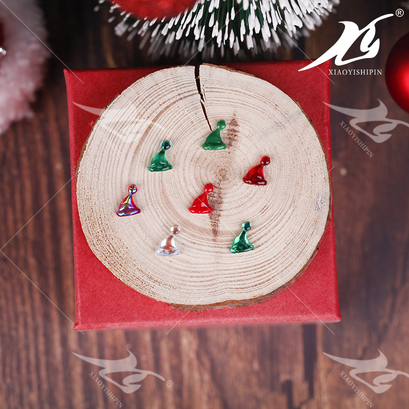 Creative Christmas Nail Stickers Decoration Christmas Hat Resin Nail Beauty Ornament Cute Resin DIY Manicure Jewelry