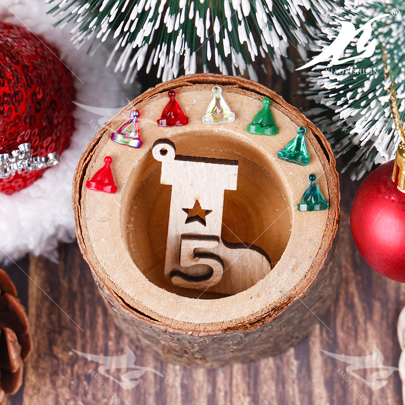 Korean Style Minimalist Christmas Nail Stickers Decoration High Quality Resin Cute Girly Heart Christmas Hat Manicure Jewelry Stickers