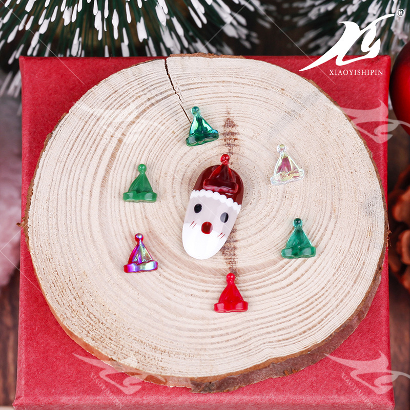 Korean Style Minimalist Christmas Nail Stickers Decoration High Quality Resin Cute Girly Heart Christmas Hat Manicure Jewelry Stickers