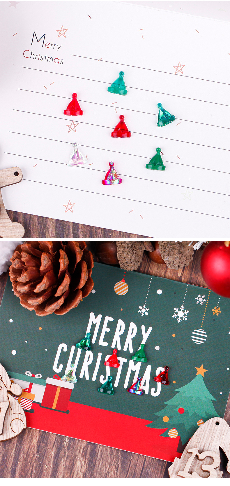 Korean Style Minimalist Christmas Nail Stickers Decoration High Quality Resin Cute Girly Heart Christmas Hat Manicure Jewelry Stickers