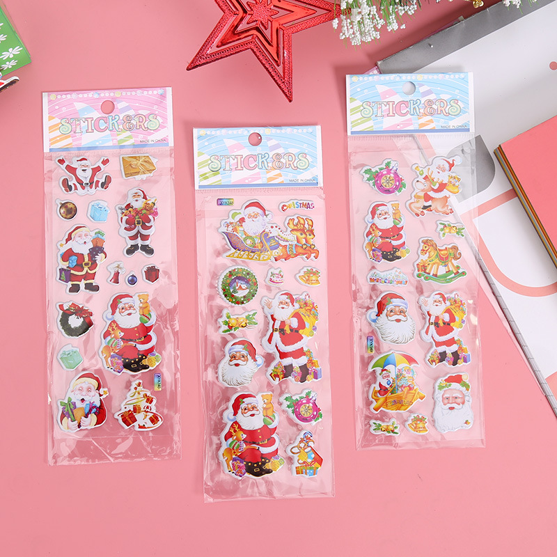 Cartoon Santa Claus Bubble Stickers Christmas Gift Christmas Tree Festival Products Wholesale Christmas Hat Decorations