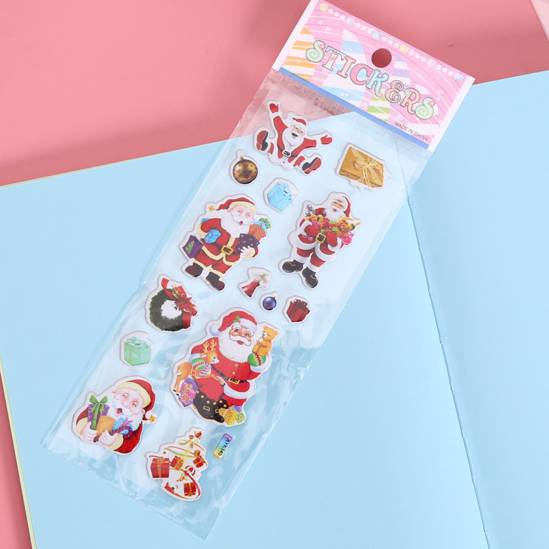 Cartoon Santa Claus Bubble Stickers Christmas Gift Christmas Tree Festival Products Wholesale Christmas Hat Decorations
