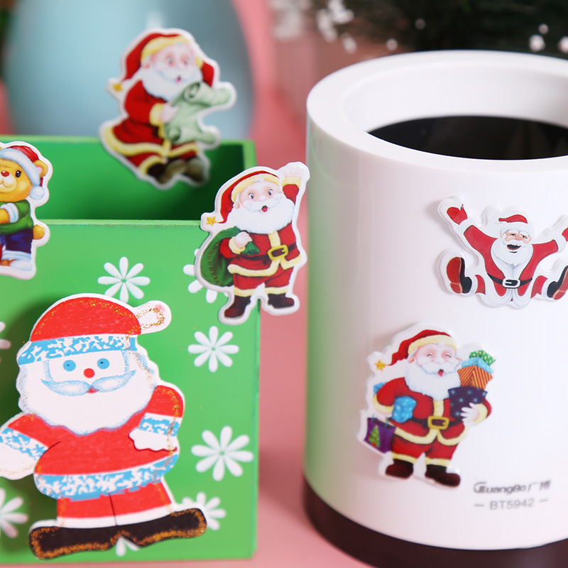 Cartoon Santa Claus Bubble Stickers Christmas Gift Christmas Tree Festival Products Wholesale Christmas Hat Decorations
