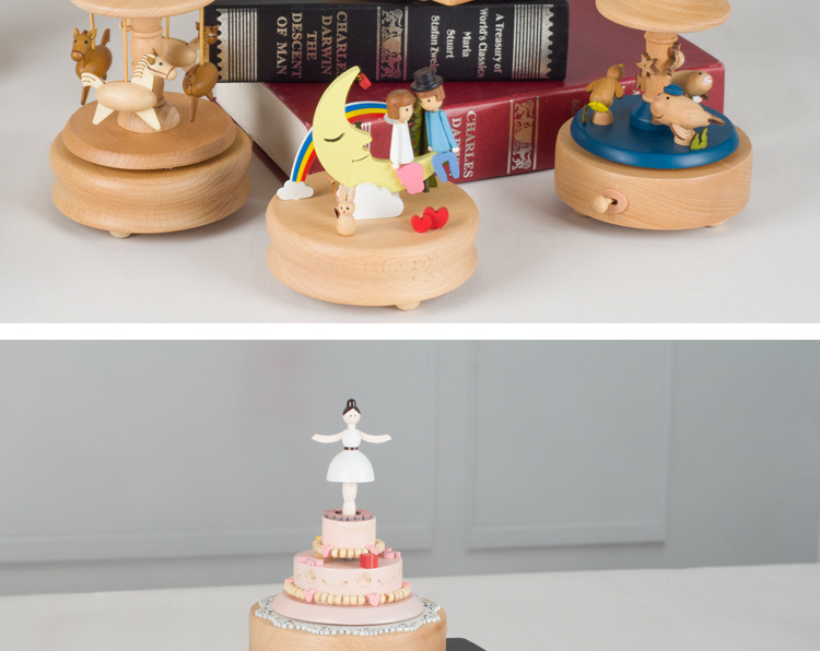 Manufacturer's Handicraft Nordic Minimalist Style Sky City Rotating Music Box Music Box Solid Wood Crafts Manufacturer's Handicraft Nordic Minimalist Style Sky City Rotating Music Box Music Box Solid Wood Crafts