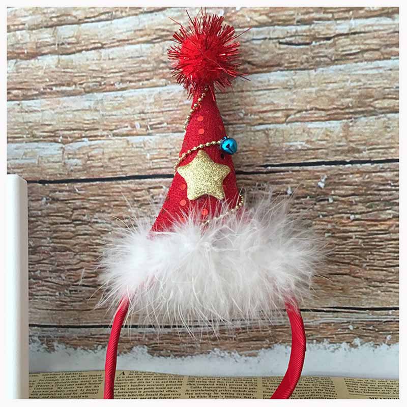 Bow Christmas Feather Christmas Hat Headband FivePointed Star Sequin Headdress Children&#039;s Beautiful Headdress Whole