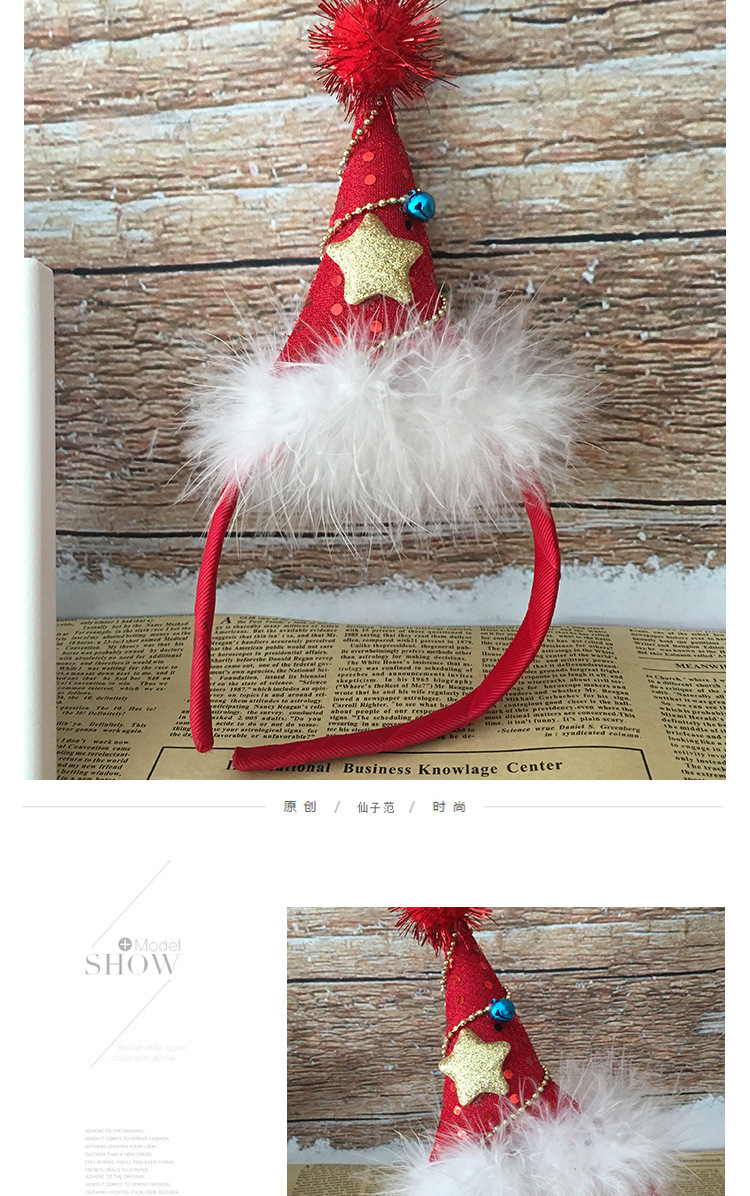 Bow Christmas Feather Christmas Hat Headband FivePointed Star Sequin Headdress Children's Beautiful Headdress Whole