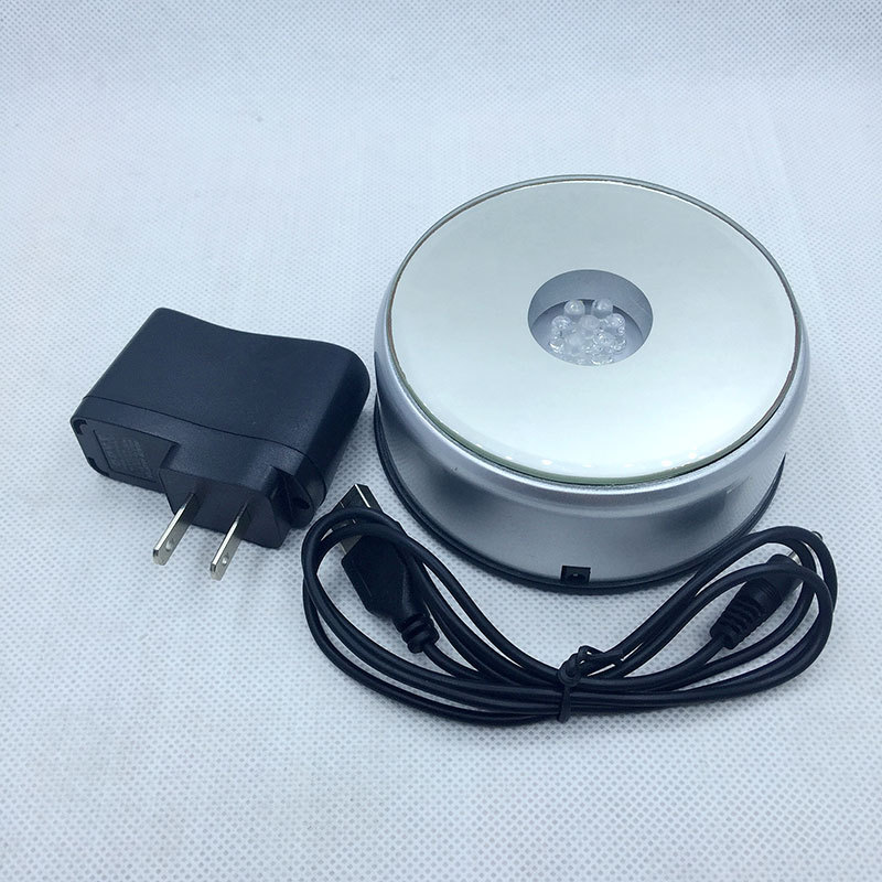 Factory Direct Sales Led Mute 90 Rotating Colorful Lamp Holder Crafts 3D Engraving Crystal Carving Base