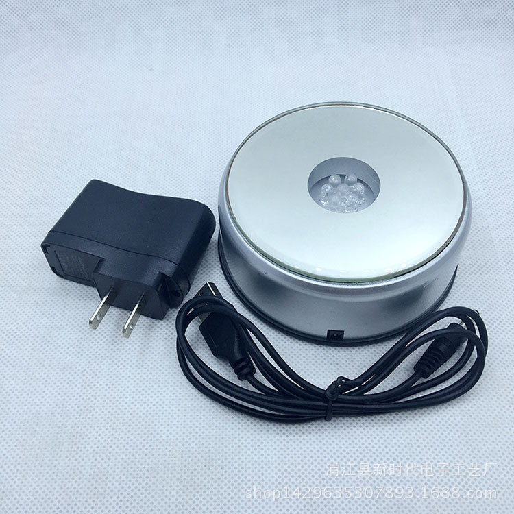Factory Direct Sales Led Mute 90 Rotating Colorful Lamp Holder Crafts 3D Engraving Crystal Carving Base