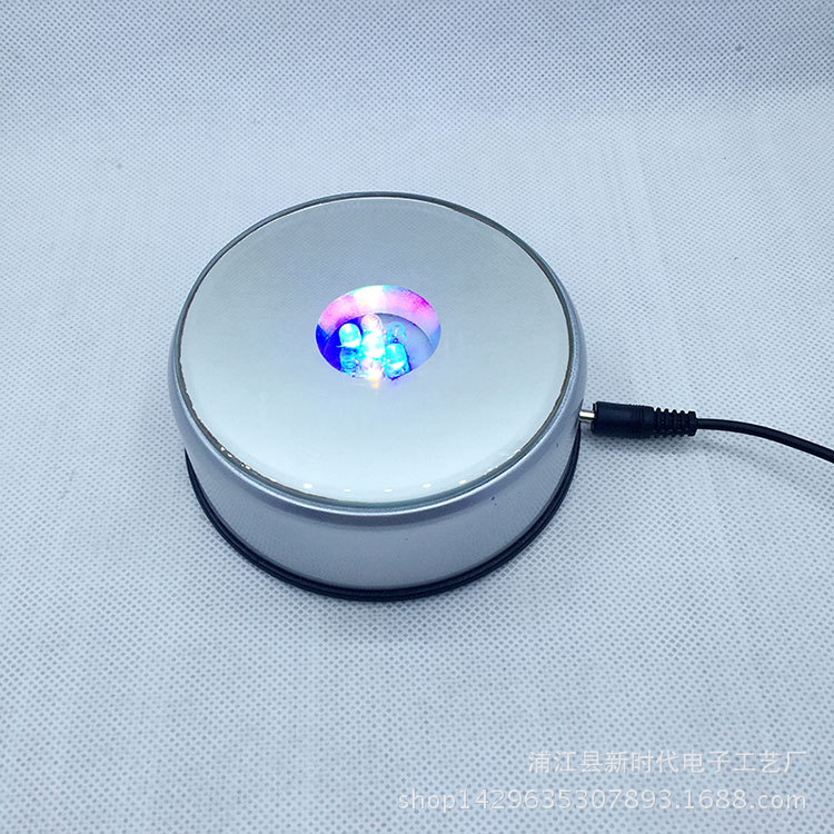 Factory Direct Sales Led Mute 90 Rotating Colorful Lamp Holder Crafts 3D Engraving Crystal Carving Base