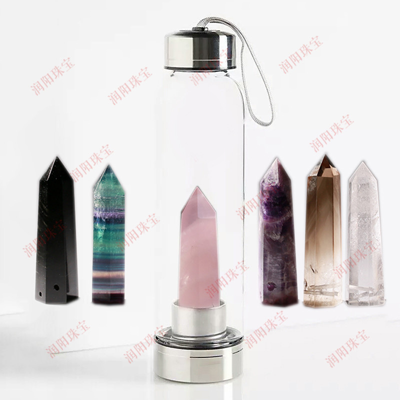 Natural Hexagonal Crystal Column Energy Glass Water Cup Magic Wand Water Bottle Crystal Tea Crystal Crafts